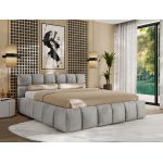 Łóżko tapicerowane NIRA CLASSIC 180x200 - materac pocket - jasnoszary, welwet