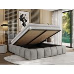 Łóżko tapicerowane NIRA CLASSIC 180x200 - materac pocket - jasnoszary, welwet