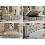 Łóżko tapicerowane NIRA CLASSIC 180x200 - materac multipocket - jasnoszary, welwet
