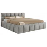 Łóżko tapicerowane NIRA CLASSIC 180x200 - materac multipocket - jasnoszary, welwet