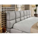 Łóżko tapicerowane NIRA CLASSIC 200x200 - materac multipocket - jasnoszary, welwet