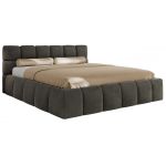 Łóżko tapicerowane NIRA CLASSIC 140x200 - materac multipocket - ciemnoszary, welwet