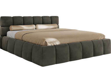 Łóżko tapicerowane NIRA CLASSIC 160x200 - materac multipocket - ciemnoszary, welwet
