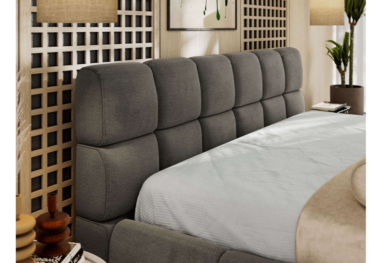 Łóżko tapicerowane NIRA CLASSIC 160x200 - materac multipocket - ciemnoszary, welwet