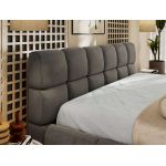 Łóżko tapicerowane NIRA CLASSIC 200x200 - materac multipocket - ciemnoszary, welwet