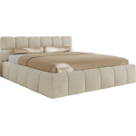 Łóżko tapicerowane NIRA CLASSIC 140x200 - materac multipocket - kremowy, struktura