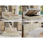 Łóżko tapicerowane NIRA CLASSIC 140x200 - materac multipocket - kremowy, struktura