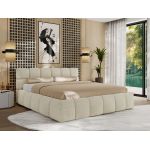 Łóżko tapicerowane NIRA CLASSIC 160x200 - materac multipocket - kremowy, struktura