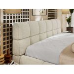 Łóżko tapicerowane NIRA CLASSIC 180x200 - materac multipocket - kremowy, struktura