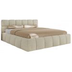 Łóżko tapicerowane NIRA CLASSIC 180x200 - materac multipocket - kremowy, struktura