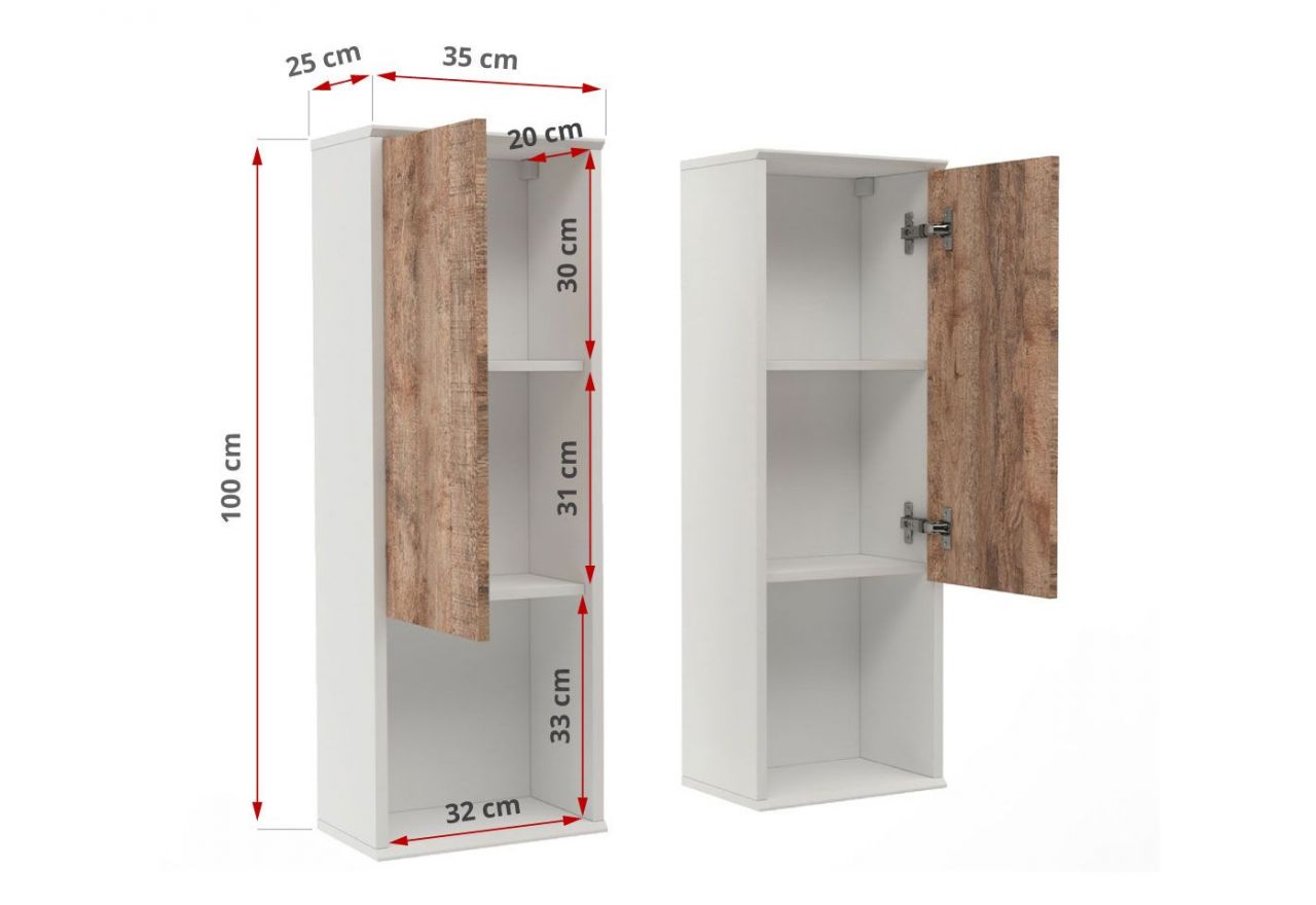 Nowoczesna meblościanka z szafkami wiszącymi, komodą RTV i opcją LED - NOWA Dąb samdal / biały