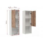 Nowoczesna meblościanka z szafkami wiszącymi, komodą RTV i opcją LED - NOWA Dąb samdal / biały