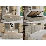 Łóżko tapicerowane NIRA CLASSIC 140x200 - materac pocket - beżowy, struktura