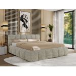Łóżko tapicerowane NIRA CLASSIC 180x200 - materac pocket - beżowy, struktura