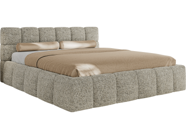 Łóżko tapicerowane NIRA CLASSIC 160x200 - materac multipocket - beżowy, struktura