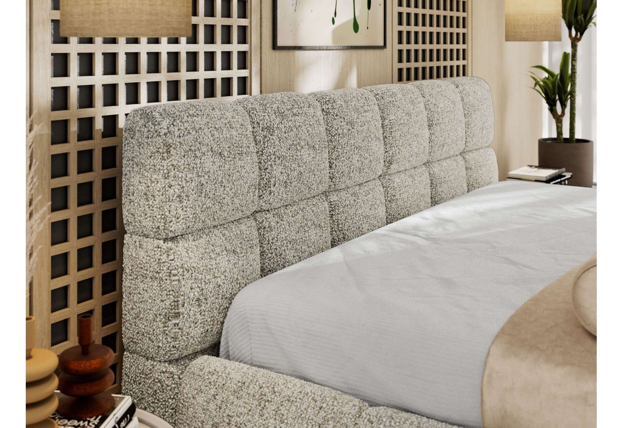 Łóżko tapicerowane NIRA CLASSIC 180x200 - materac multipocket - beżowy, struktura