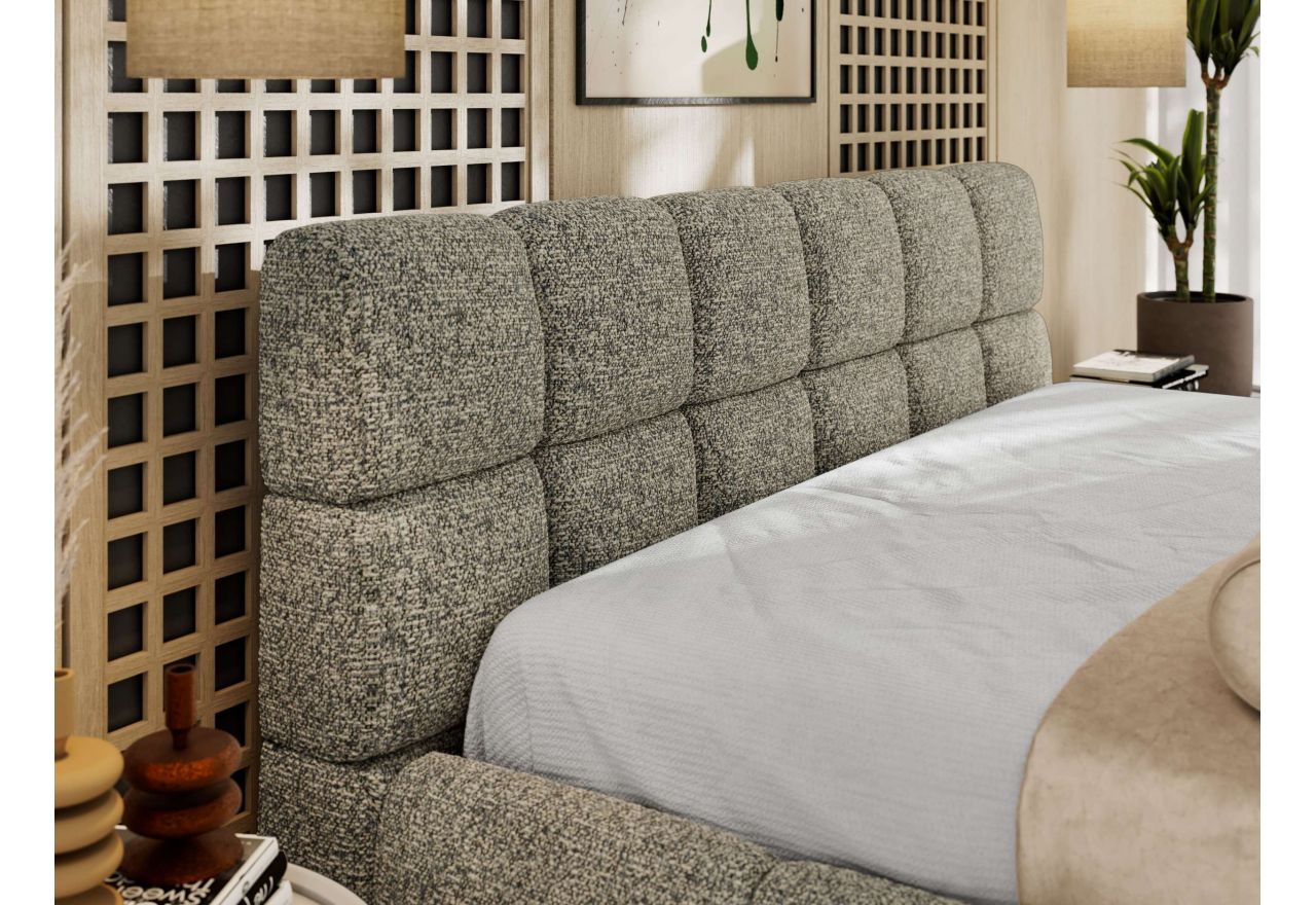 Łóżko tapicerowane NIRA CLASSIC 200x200 - materac piankowy - szary, struktura