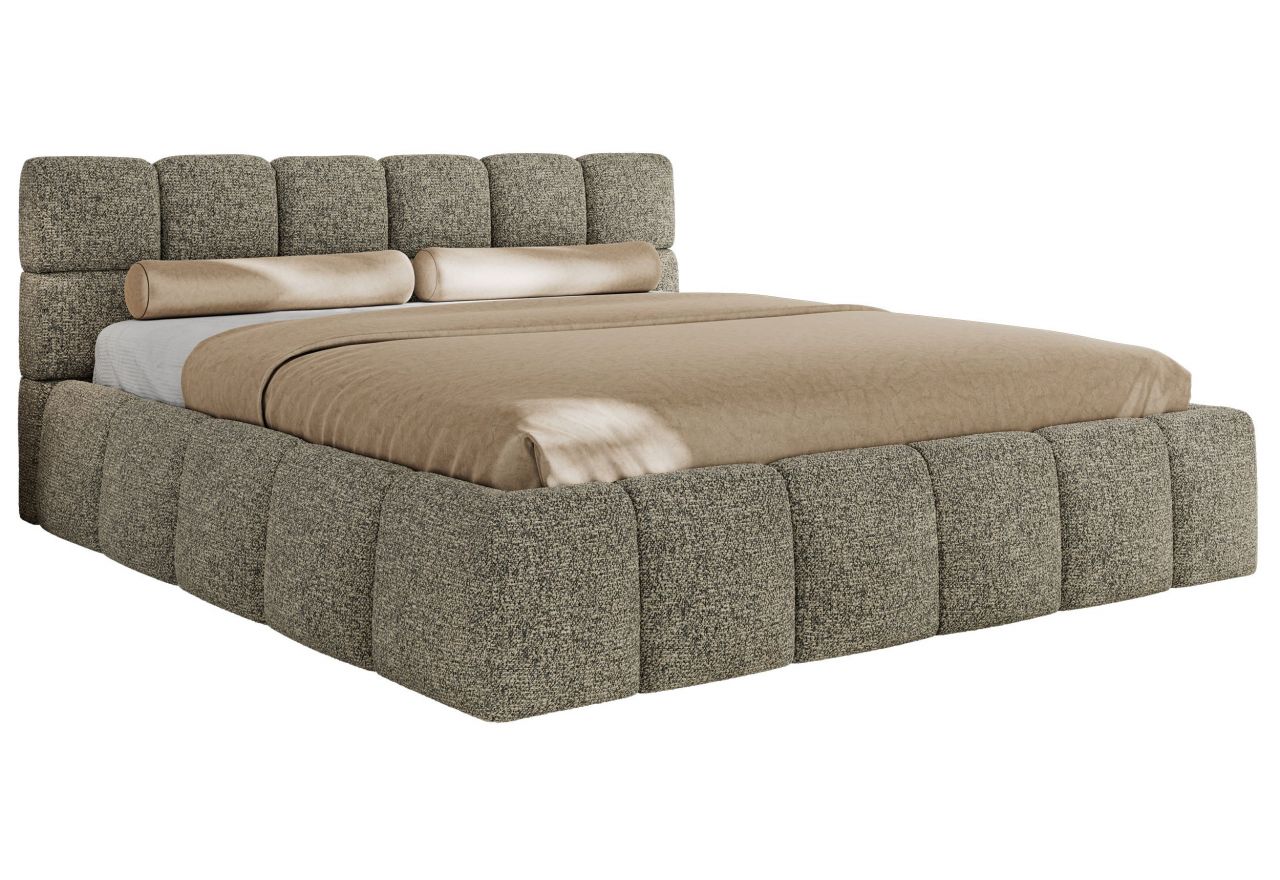 Łóżko tapicerowane NIRA CLASSIC 200x200 - materac piankowy - szary, struktura