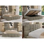 Łóżko tapicerowane NIRA CLASSIC 180x200 - materac pocket - szary, struktura