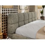 Łóżko tapicerowane NIRA CLASSIC 180x200 - materac multipocket - szary, struktura