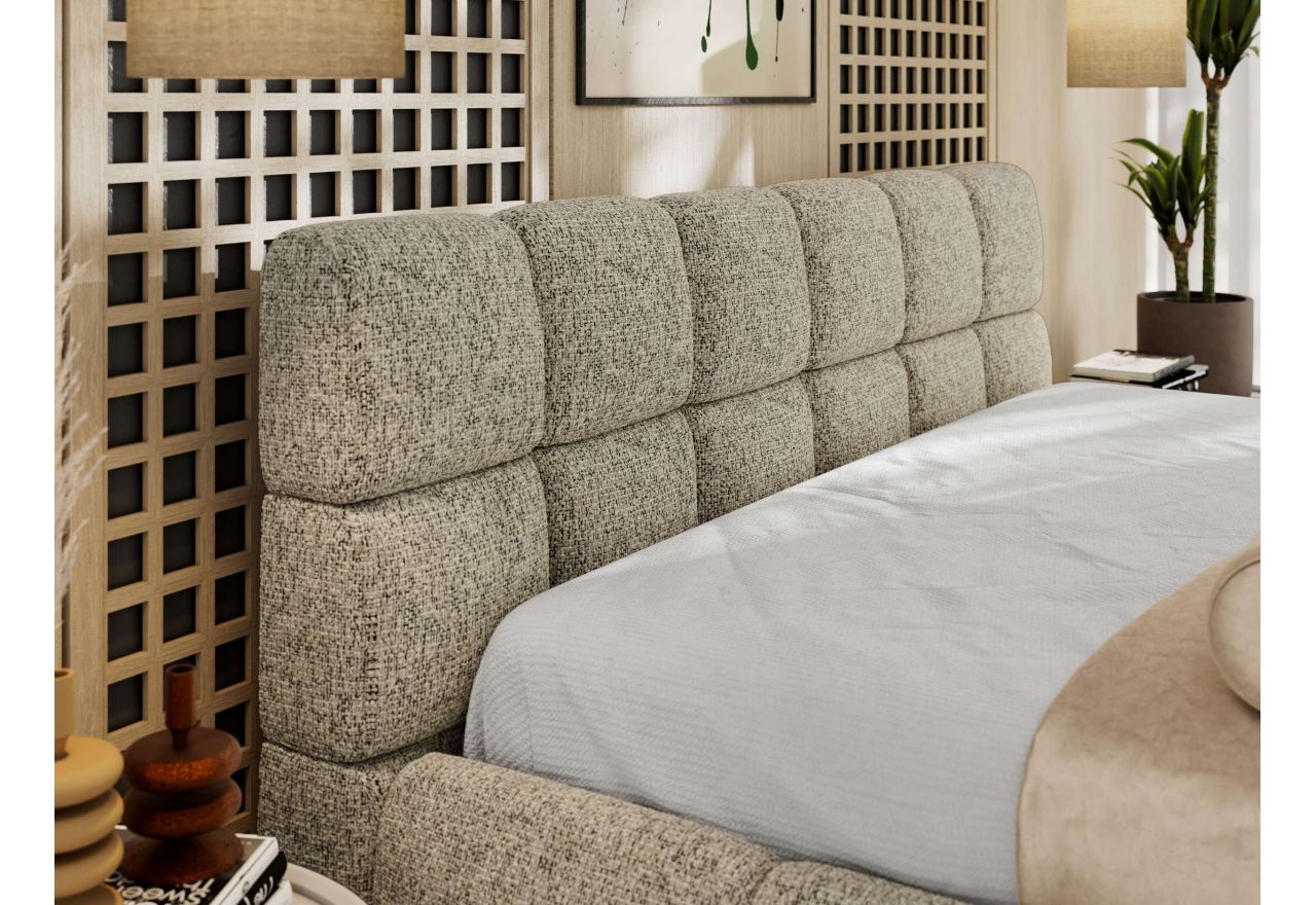 Łóżko tapicerowane NIRA CLASSIC 180x200 - ciemnobeżowy, struktura