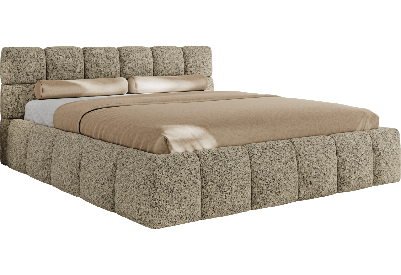 Łóżko tapicerowane NIRA CLASSIC 200x200 - ciemnobeżowy, struktura