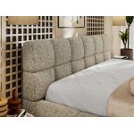 Łóżko tapicerowane NIRA CLASSIC 200x200 - materac piankowy - ciemnobeżowy, struktura
