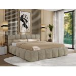 Łóżko tapicerowane NIRA CLASSIC 160x200 - materac pocket - ciemnobeżowy, struktura