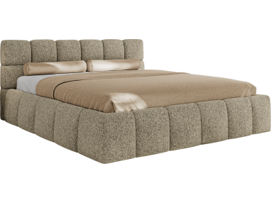 Łóżko tapicerowane NIRA CLASSIC 160x200 - materac pocket - ciemnobeżowy, struktura