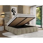 Łóżko tapicerowane NIRA CLASSIC 180x200 - materac pocket - ciemnobeżowy, struktura