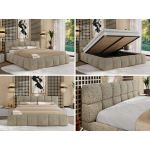 Łóżko tapicerowane NIRA CLASSIC 180x200 - materac pocket - ciemnobeżowy, struktura