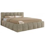 Łóżko tapicerowane NIRA CLASSIC 160x200 - materac multipocket - ciemnobeżowy, struktura