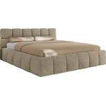 Łóżko tapicerowane NIRA CLASSIC 180x200 - materac multipocket - ciemnobeżowy, struktura