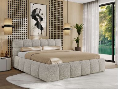 Łóżko tapicerowane NIRA CLASSIC 140x200 - jasnoszary, struktura