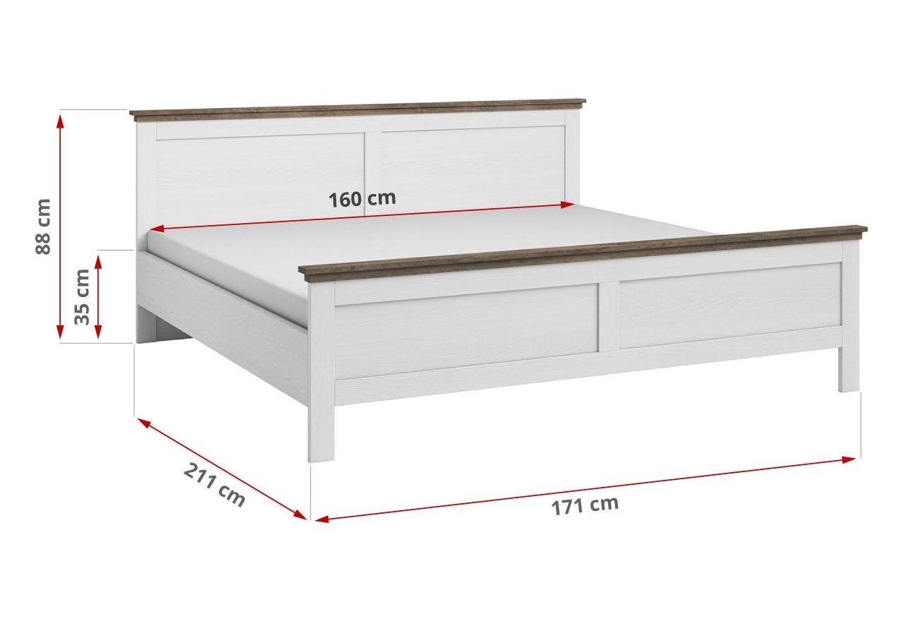Drewniane łóżko dwuosobowe 160x200 z opcją wyboru materaca do sypialni - ELVAS S Dąb Lefkas / Biały Abiskoash
