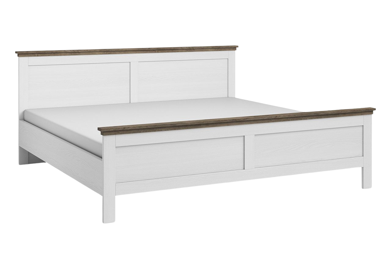 Drewniane łóżko dwuosobowe 160x200 z opcją wyboru materaca do sypialni - ELVAS S Dąb Lefkas / Biały Abiskoash