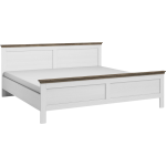 Drewniane łóżko dwuosobowe 160x200 z opcją wyboru materaca do sypialni - ELVAS S Dąb Lefkas / Biały Abiskoash