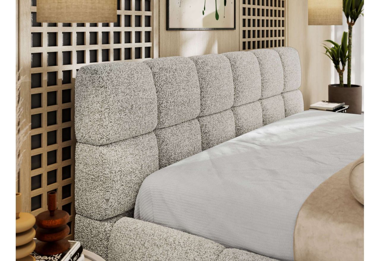 Łóżko tapicerowane NIRA CLASSIC 200x200 - jasnoszary, struktura