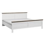 Drewniane łóżko dwuosobowe 160x200 z opcją wyboru materaca do sypialni - ELVAS S Dąb Lefkas / Biały Abiskoash