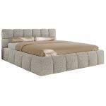 Łóżko tapicerowane NIRA CLASSIC 200x200 - materac piankowy - jasnoszary, struktura
