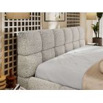 Łóżko tapicerowane NIRA CLASSIC 140x200 - materac pocket - jasnoszary, struktura