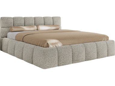Łóżko tapicerowane NIRA CLASSIC 160x200 - materac pocket - jasnoszary, struktura