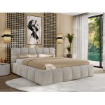 Łóżko tapicerowane NIRA CLASSIC 180x200 - materac multipocket - jasnoszary, struktura