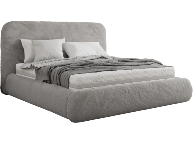 Łóżko tapicerowane BENEA CLASSIC 160x200 - materac piankowy - jasnoszary, plusz