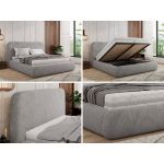 Łóżko tapicerowane BENEA CLASSIC 160x200 - materac piankowy - jasnoszary, plusz