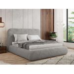 Łóżko tapicerowane BENEA CLASSIC 200x200 - materac pocket - jasnoszary, plusz