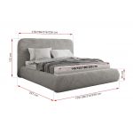 Łóżko tapicerowane BENEA CLASSIC 140x200 - materac multipocket - jasnoszary, plusz