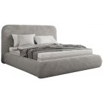 Łóżko tapicerowane BENEA CLASSIC 160x200 - materac multipocket - jasnoszary, plusz