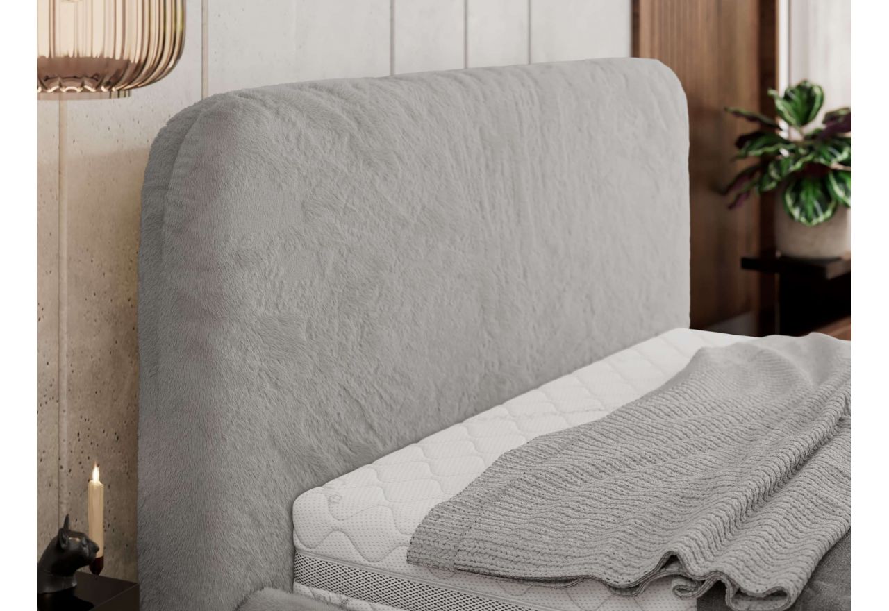 Łóżko tapicerowane BENEA CLASSIC 180x200 - materac multipocket - jasnoszary, plusz