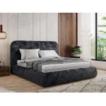 Łóżko tapicerowane BENEA CLASSIC 180x200 - materac piankowy - ciemnoszary, plusz